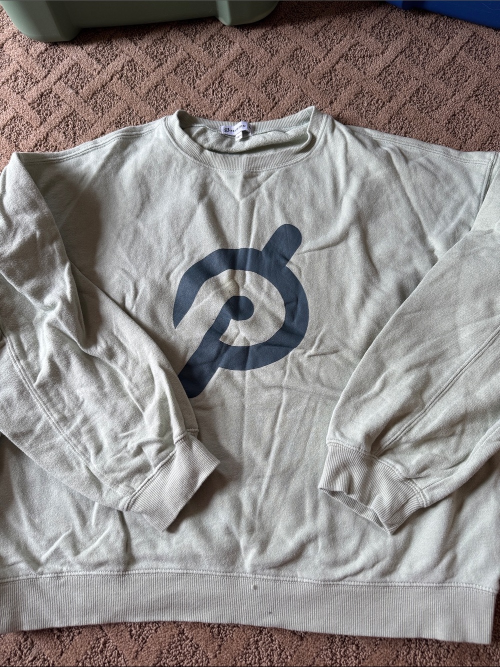Peloton Crewneck Sweatshirt in Light Green with Dark Gray Logo